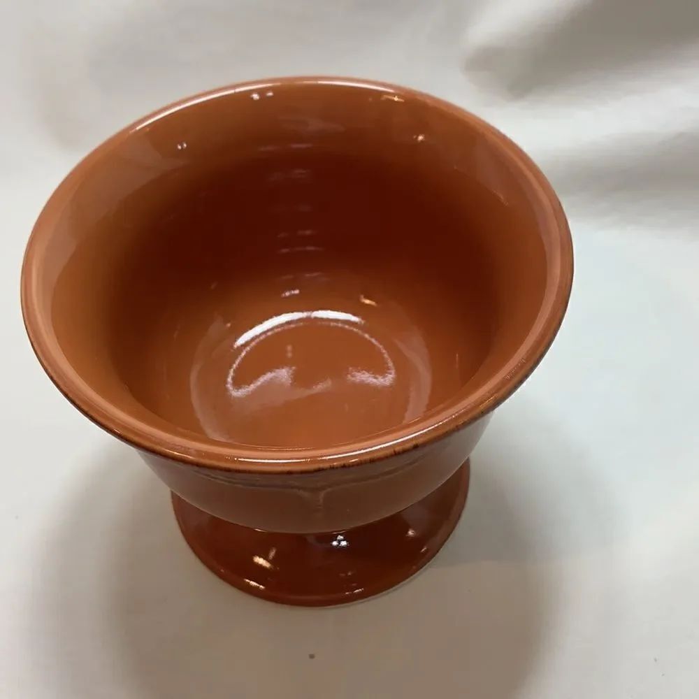 Tuscan Pumpkin Orange Color Dessert Sorbet Cereal Serve Bowl Foot Pedestal Set 2 - Picture 13 of 16